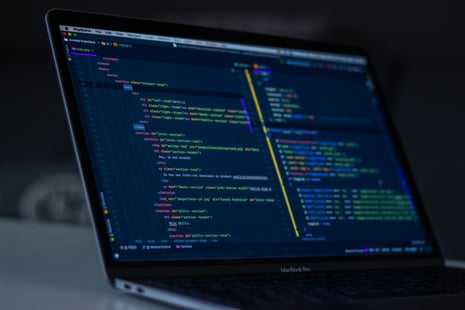 Code on a dark screen