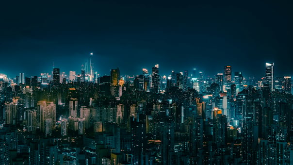 City skyline at night